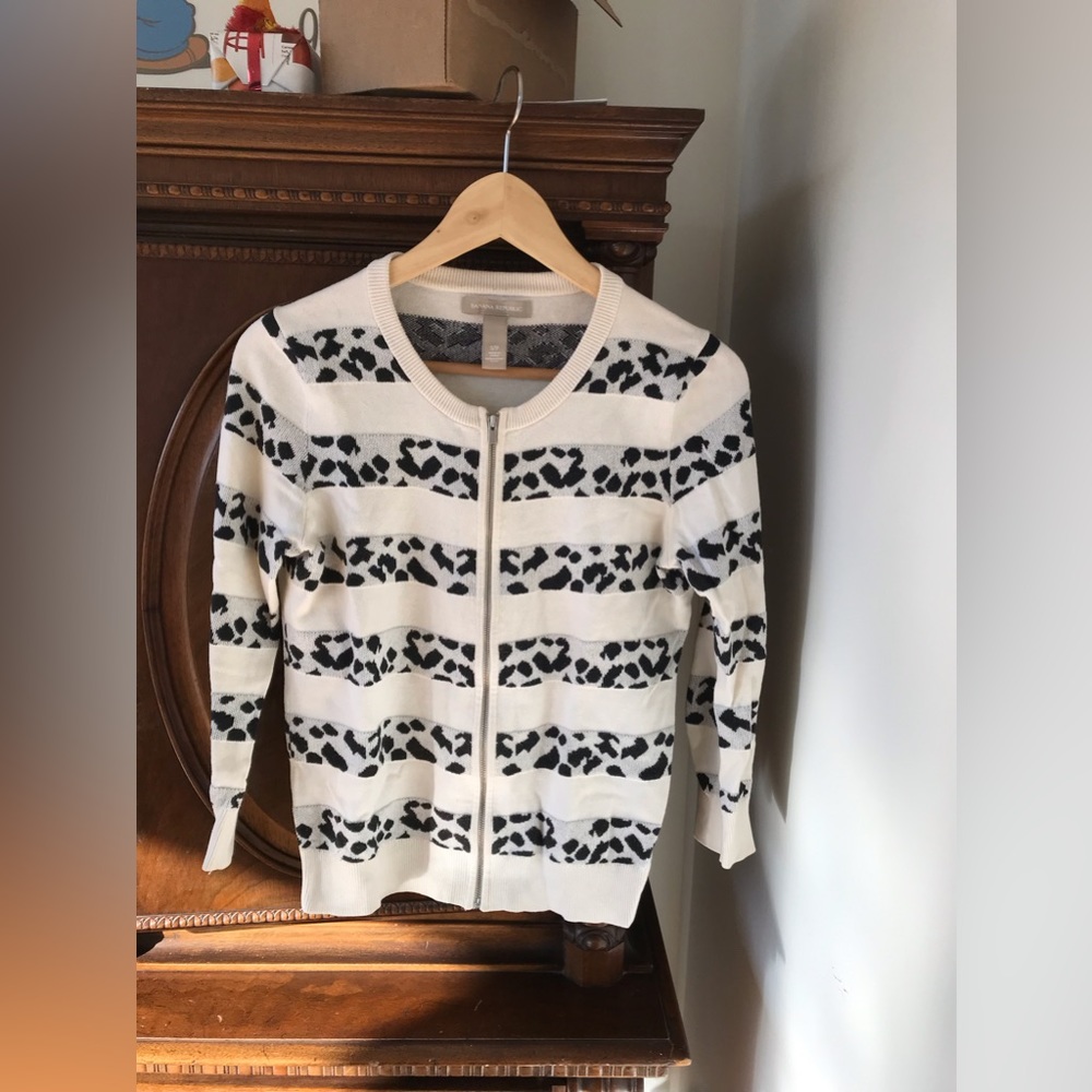 Banana Republic cardigan. Animal print.